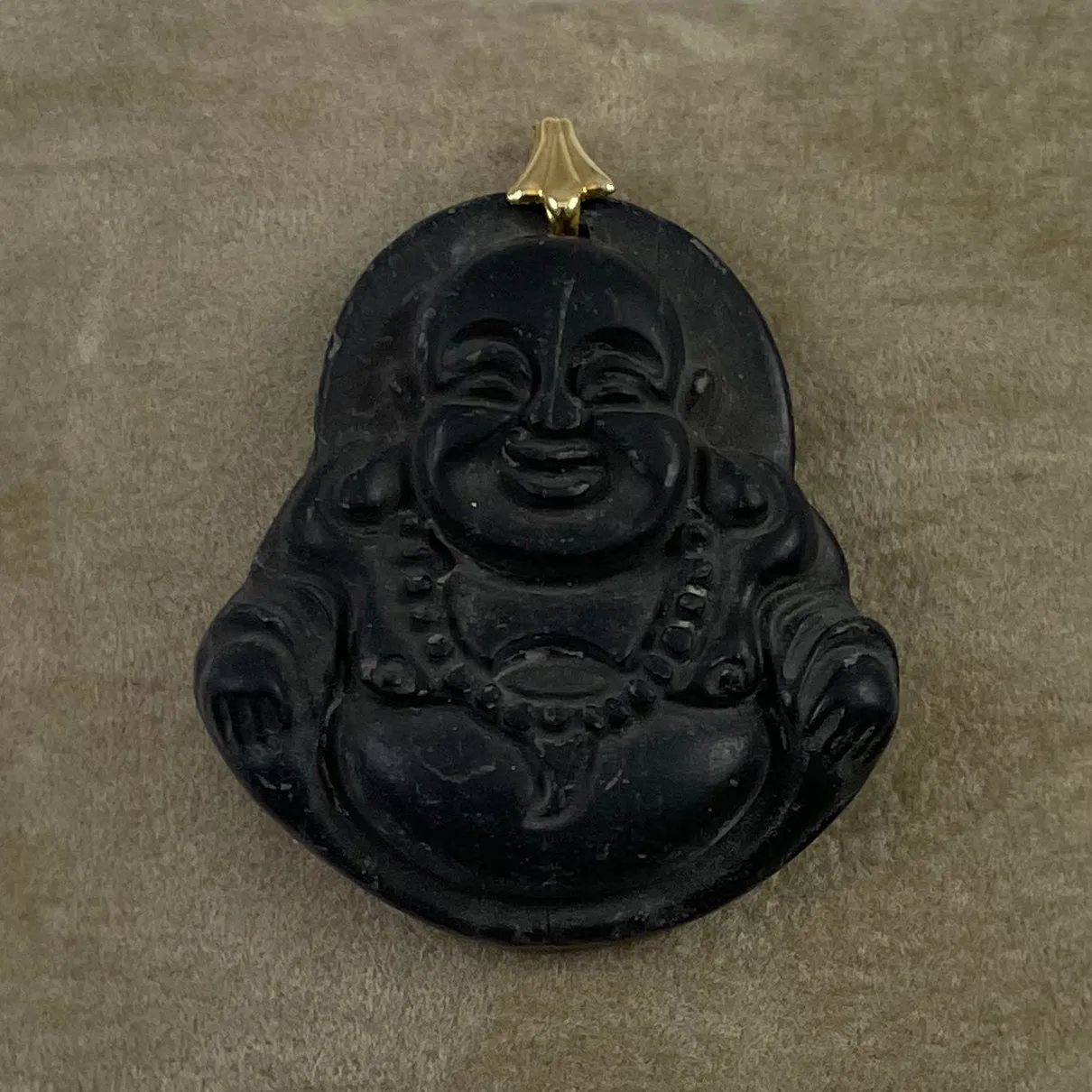 Carved Black Jade Buddha Pendant