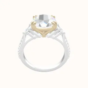 Cathedral Diamond Band with Marquise & Round Sidestones Engagement Ring With Double Prongs Head