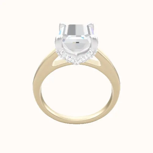 Cathedral Engagement Ring With Double Pave V Prong Head