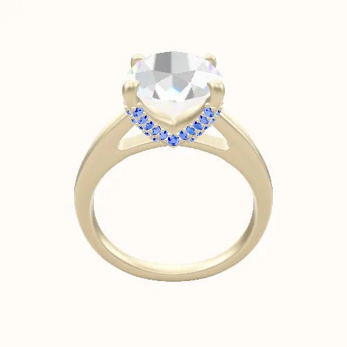 Cathedral Engagement Ring With Double Pave V Prong Head