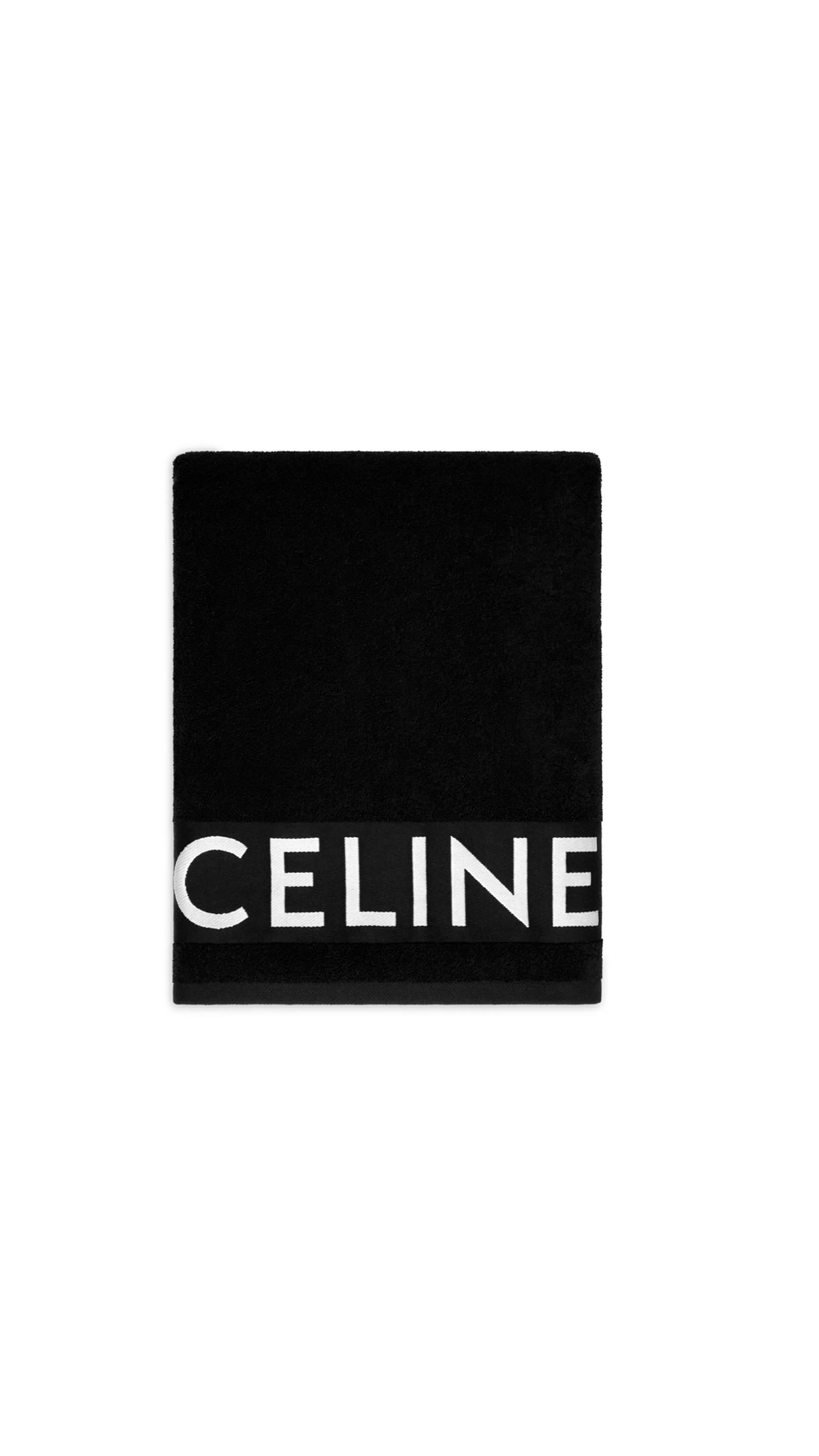 Celine Beach Towel In Terry Cotton - Black / Off White