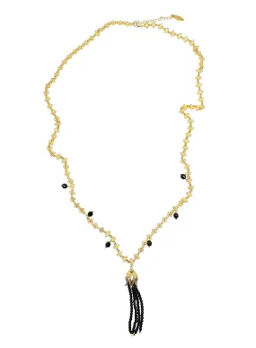 Chain with Black Obsidian Tassel Necklace JN061