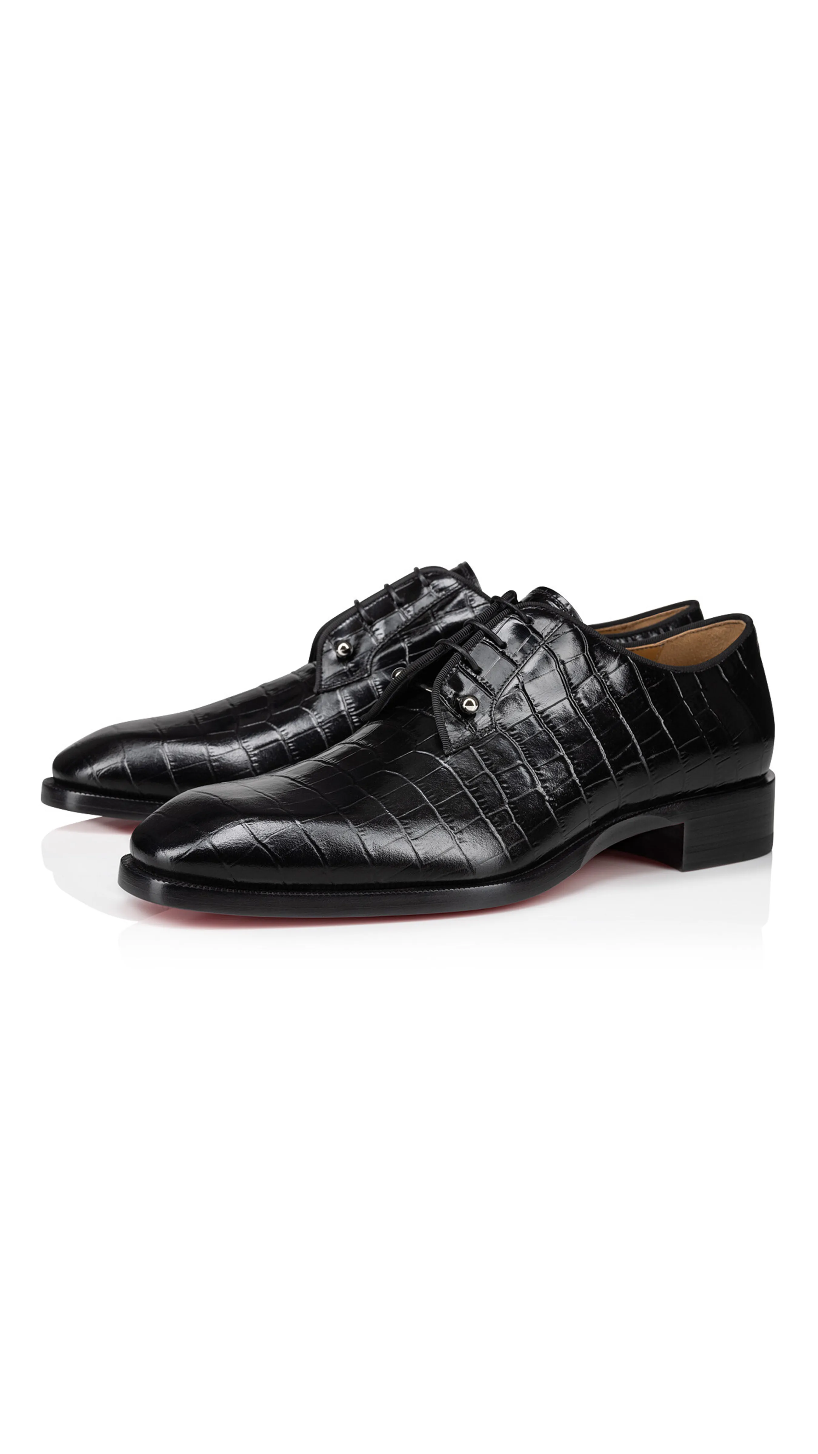 Chambeliss Aligator-Embossed Derbies - Black