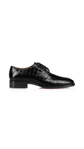 Chambeliss Aligator-Embossed Derbies - Black