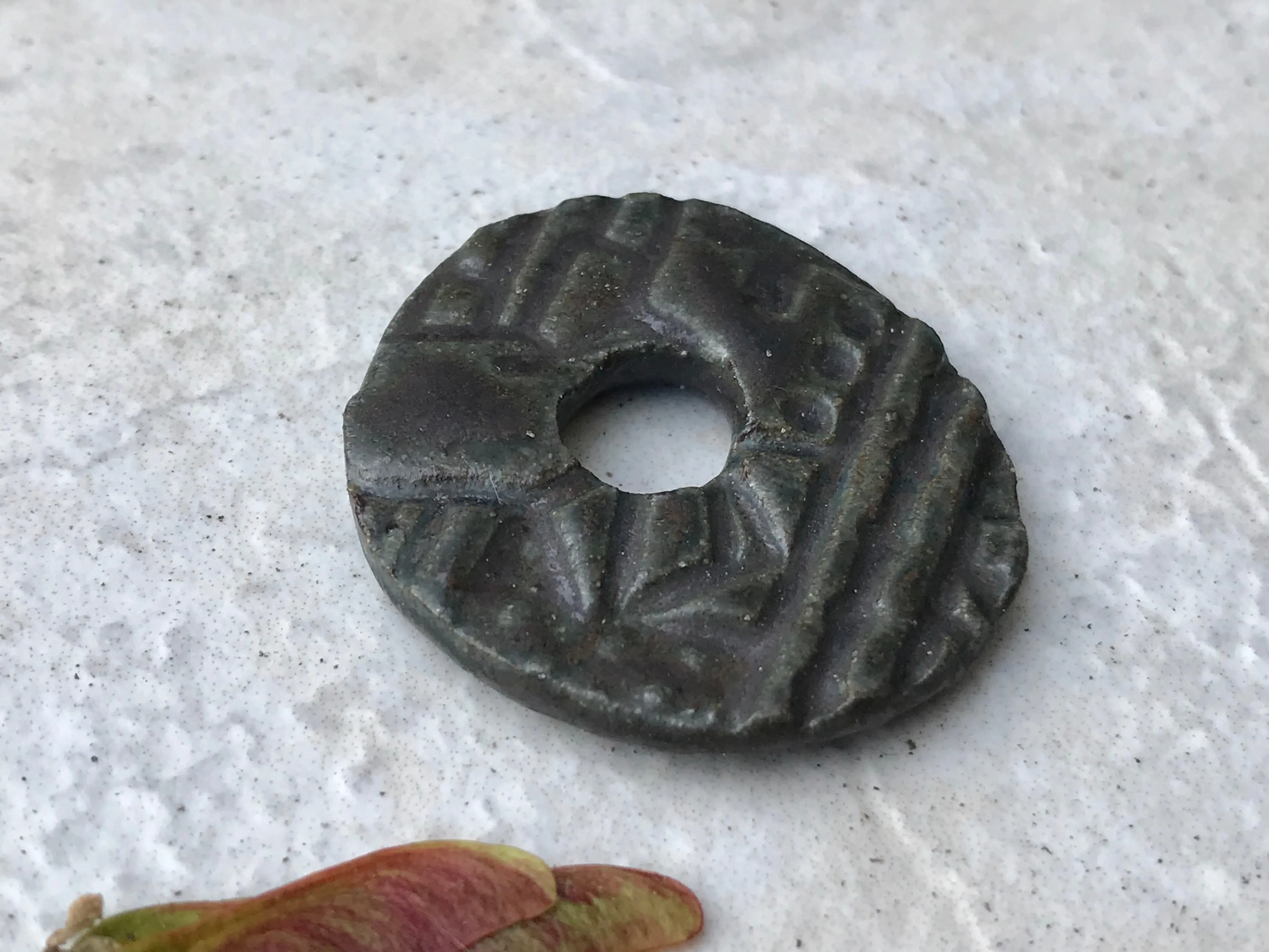 Charcoal Ceramic Focal Pendant or Bracelet Donut Bead