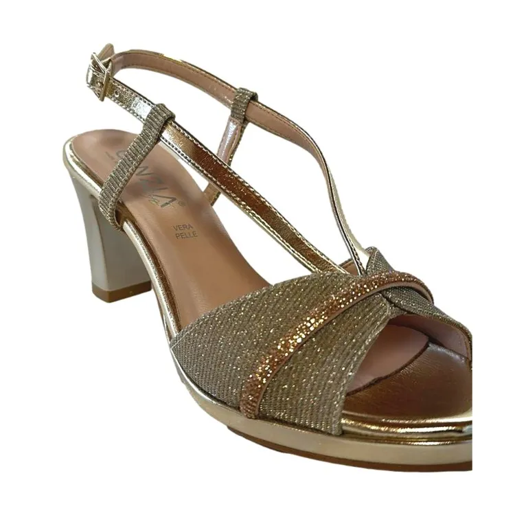 Cinzia Soft DM544GL003 Sandalo Glitter Con Tacco Donna Platino
