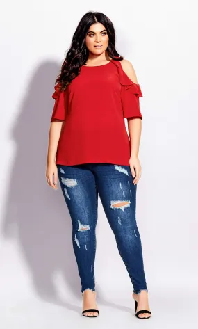 City Chic Women's Wild Sleeve Top Red Size 14