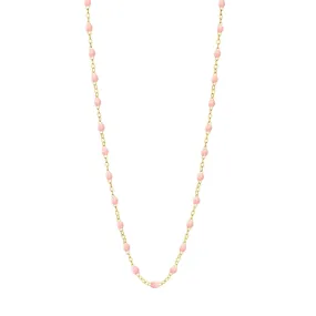 Classic Gigi Baby Pink necklace, Yellow Gold, 17.7