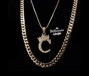 Crown Letter / Cuban Link Set