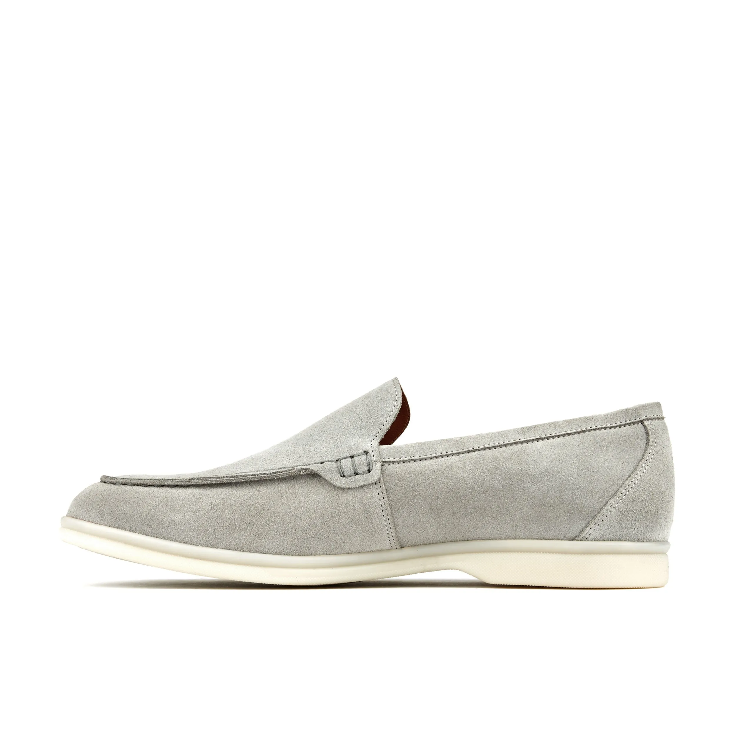 CRUISE GREY - Men's almond toe leather slip on in grey suede