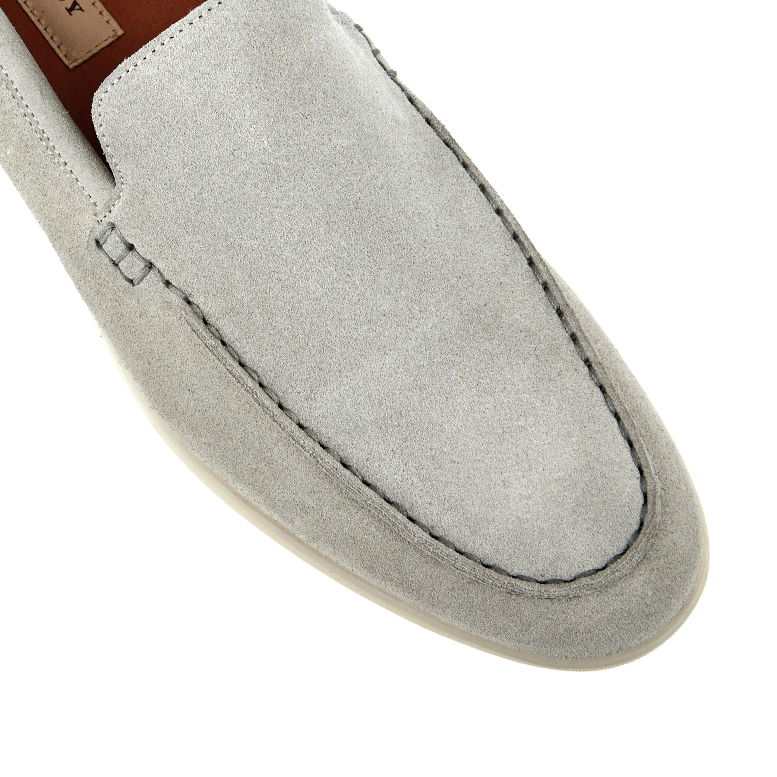 CRUISE GREY - Men's almond toe leather slip on in grey suede