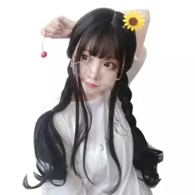 CUTE AIR BANGS ROUND FACE LONG ROLL WIG BY1199