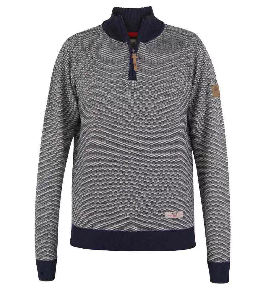 D555 Big Mens Jacquard Funnel Neck Zipper Jumper (WARMINSTER)