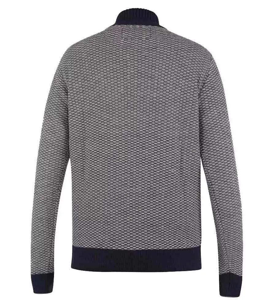 D555 Big Mens Jacquard Funnel Neck Zipper Jumper (WARMINSTER)