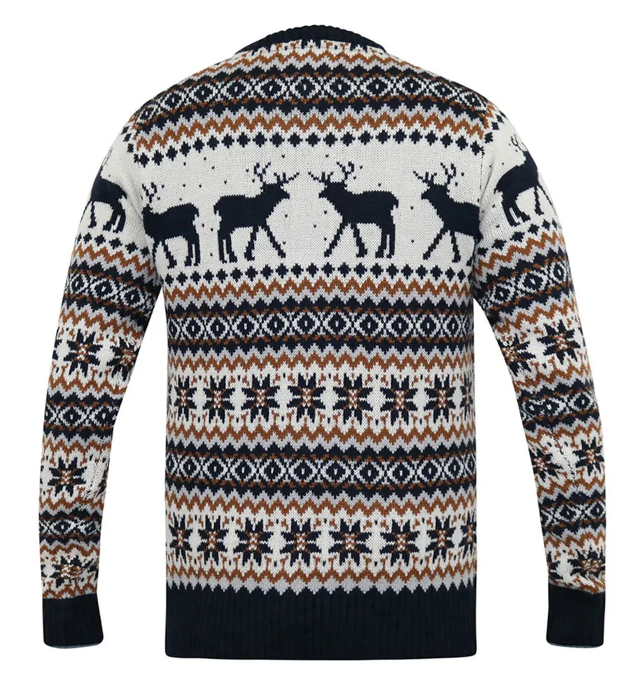 D555 Mens Christmas Jumper With Reindeer Design (ANTLER)