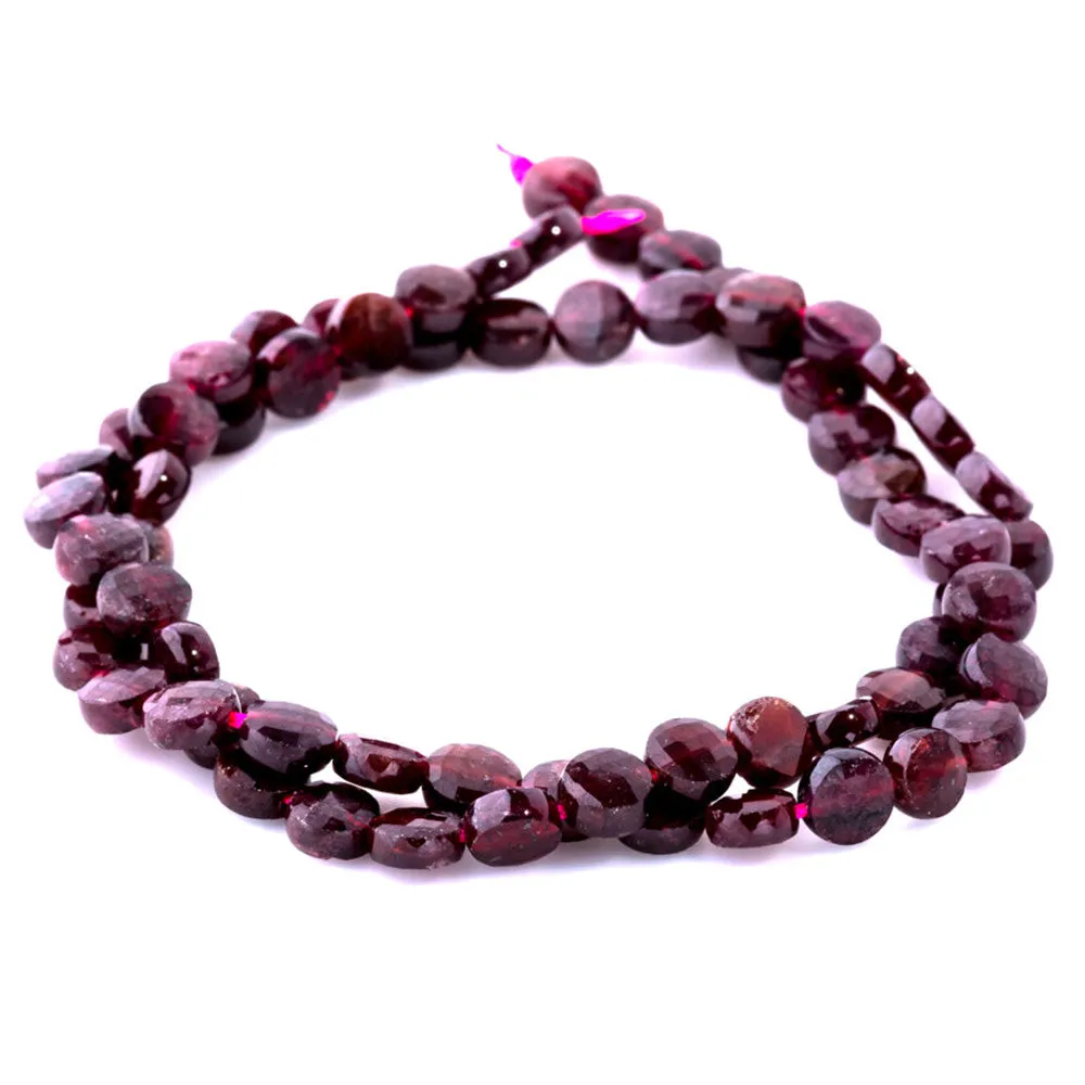 Dakota Stones Gemstone Beads, Red Garnet Grade A, Faceted Coin 6mm (16 Inch Strand)