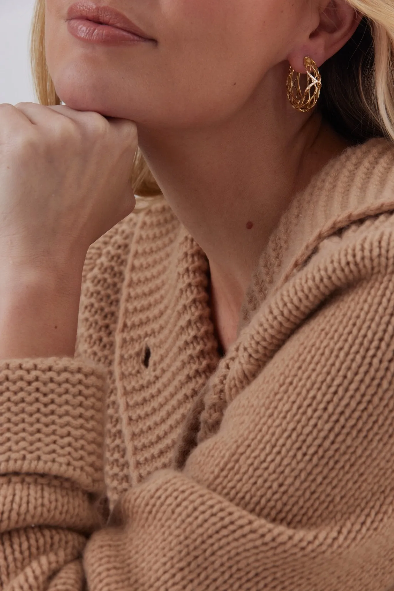 Dentelle Gold and Diamond Hoops