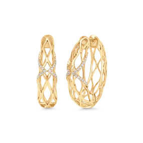 Dentelle Gold and Diamond Hoops