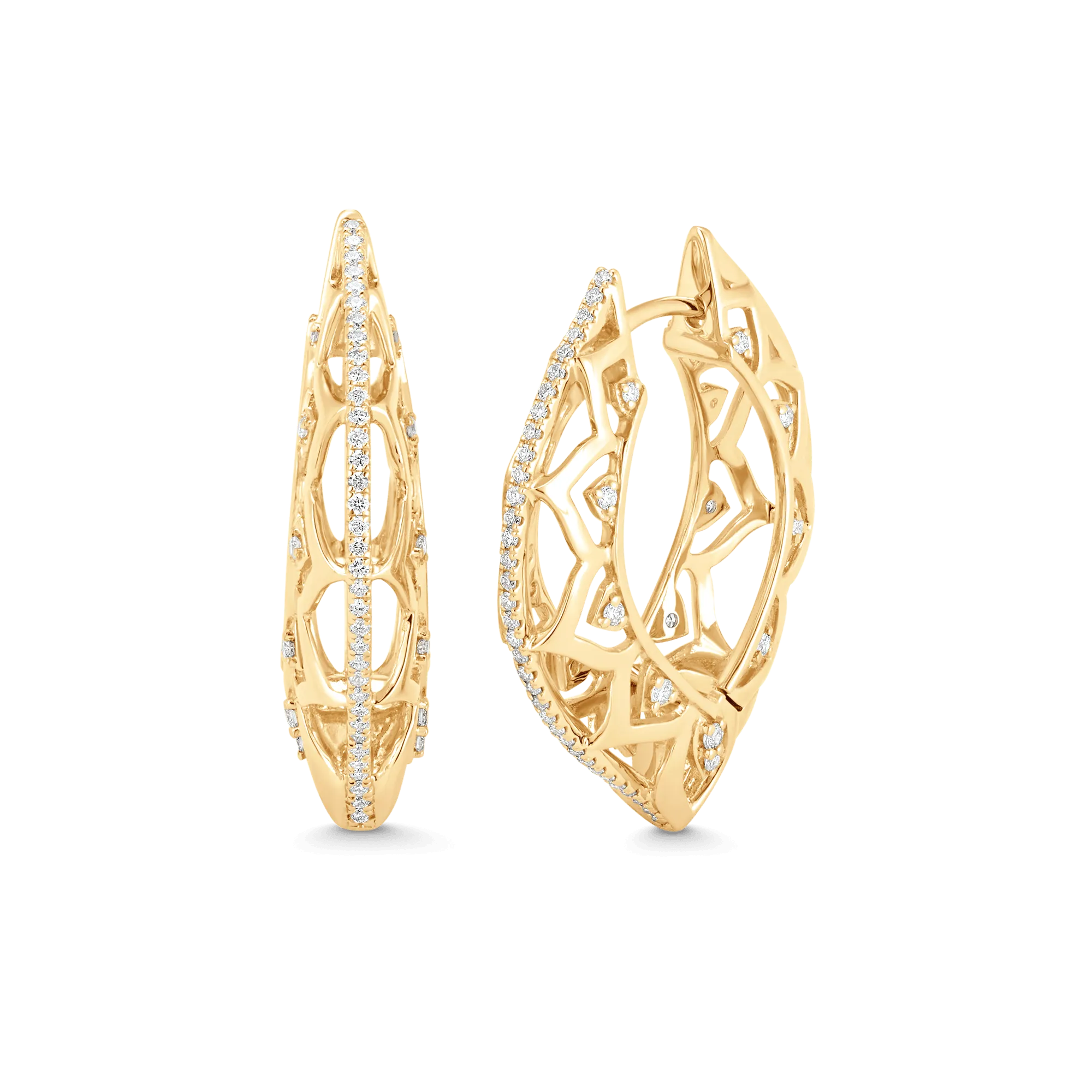 Dentelle Gold and Diamond Open Hoops