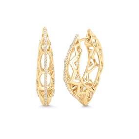 Dentelle Gold and Diamond Open Hoops