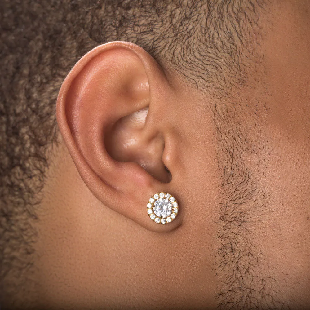 Diamond Halo Stud Men's Earrings