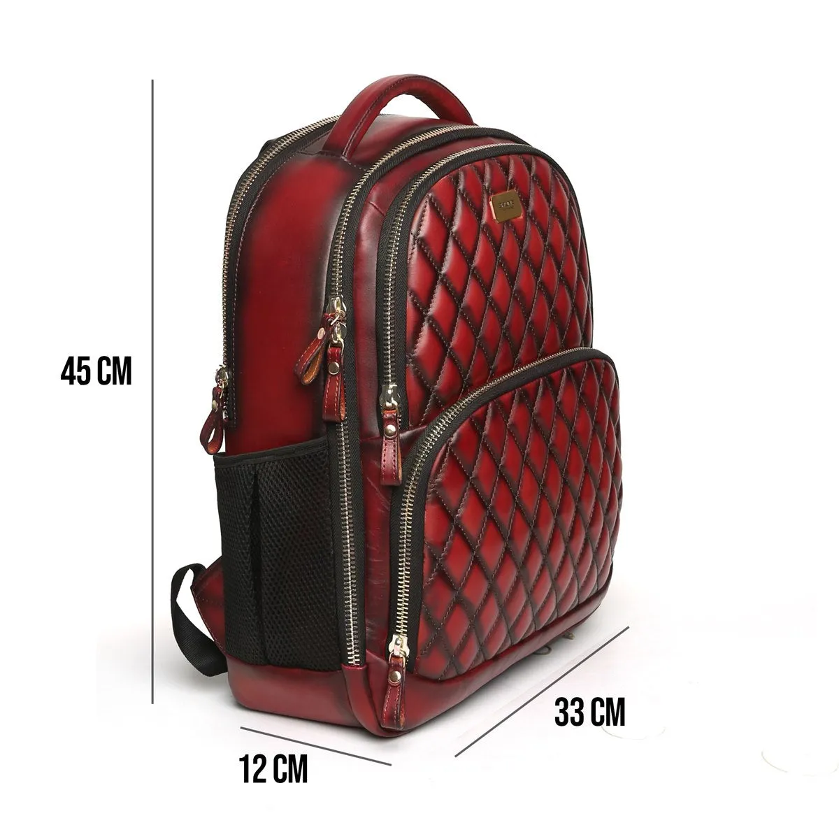 Diamond Stitched Backpack Wine Leather By Brune & Bareskin