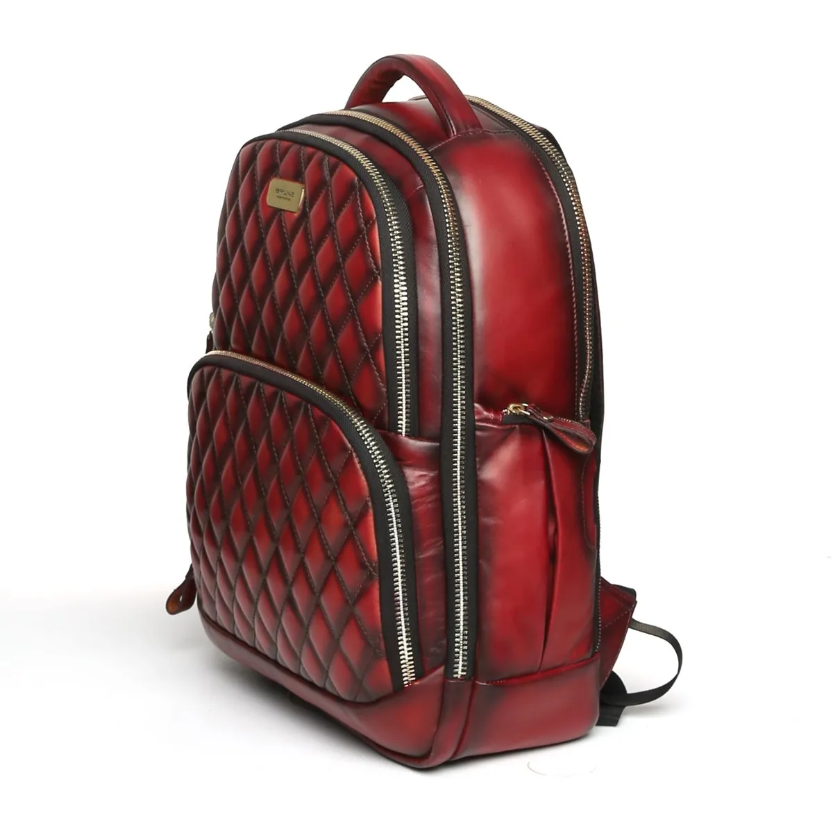 Diamond Stitched Backpack Wine Leather By Brune & Bareskin