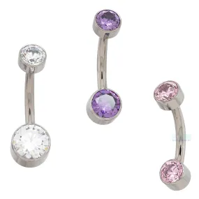 Double Bezel Faceted Gem Navel Curve