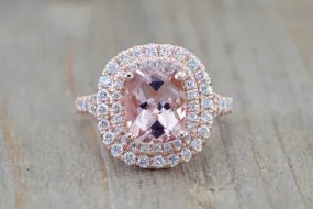 Double Halo Elongated Cushion Cut 9x7mm Morganite M3090