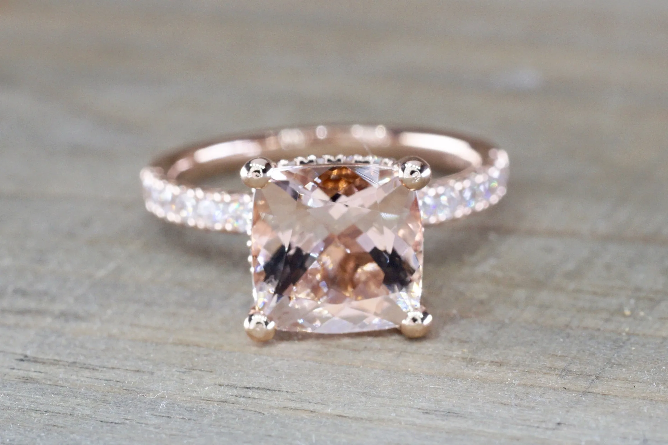 Double Hidden Halo Cushion Morganite 9mm ASPER1430038