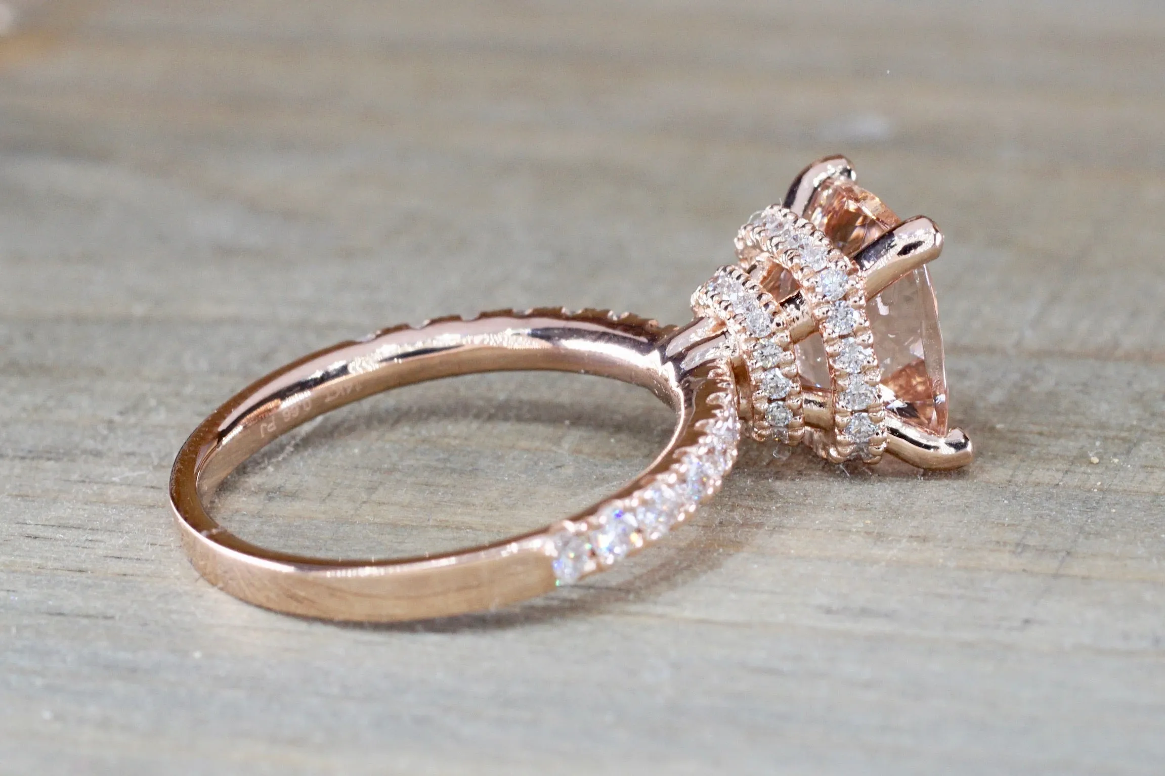 Double Hidden Halo Cushion Morganite 9mm ASPER1430038