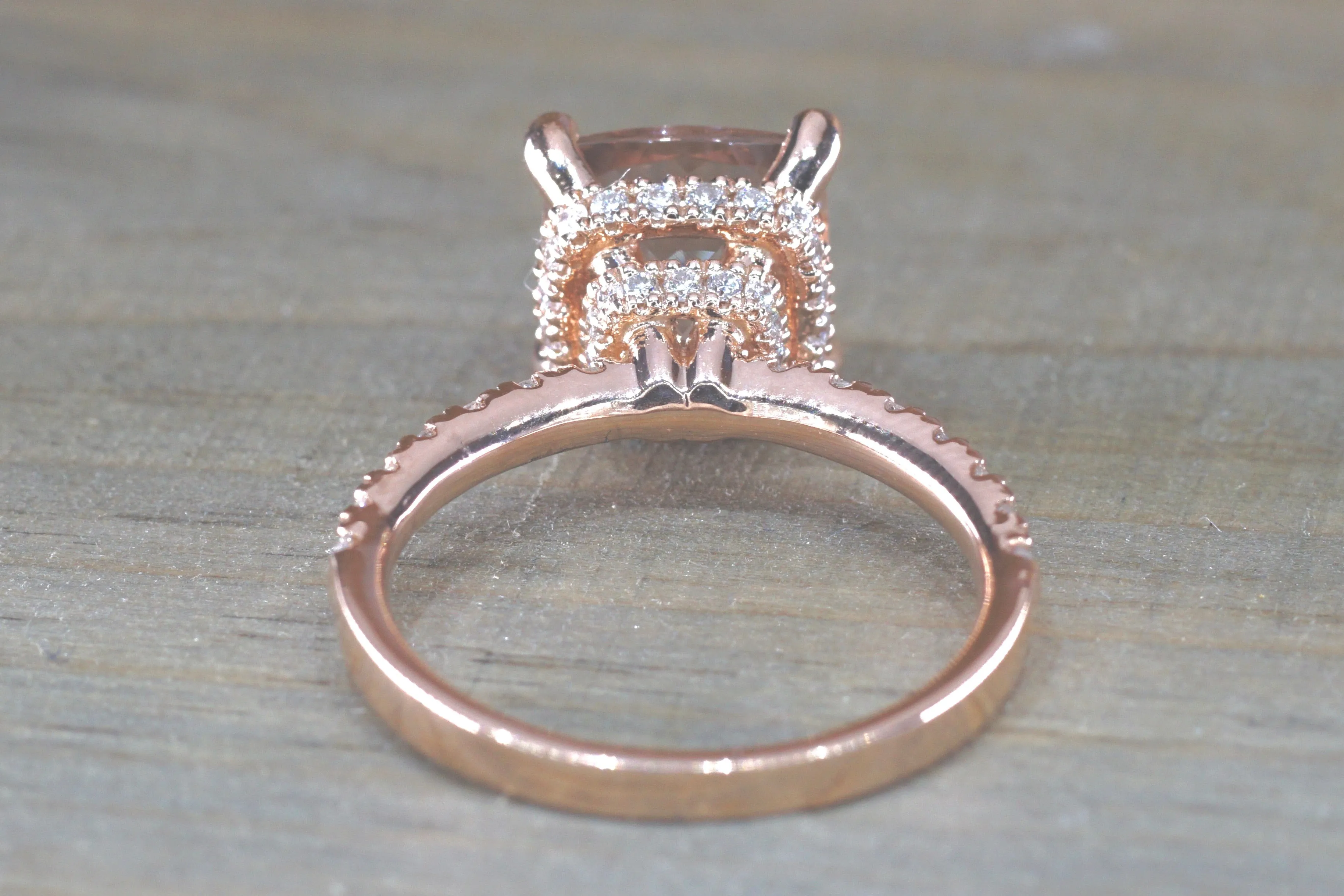 Double Hidden Halo Cushion Morganite 9mm ASPER1430038