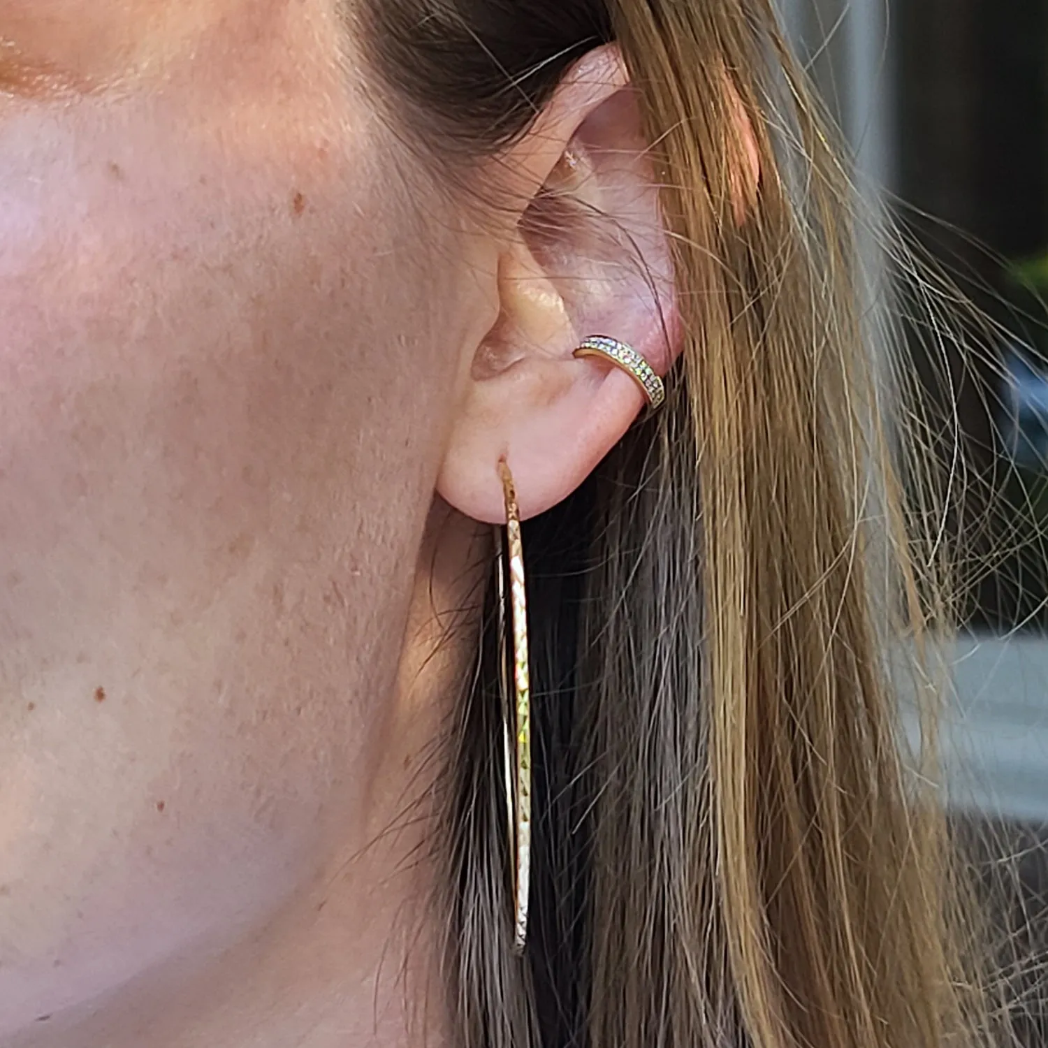 Double Row Diamond Ear Cuff in 14k Gold