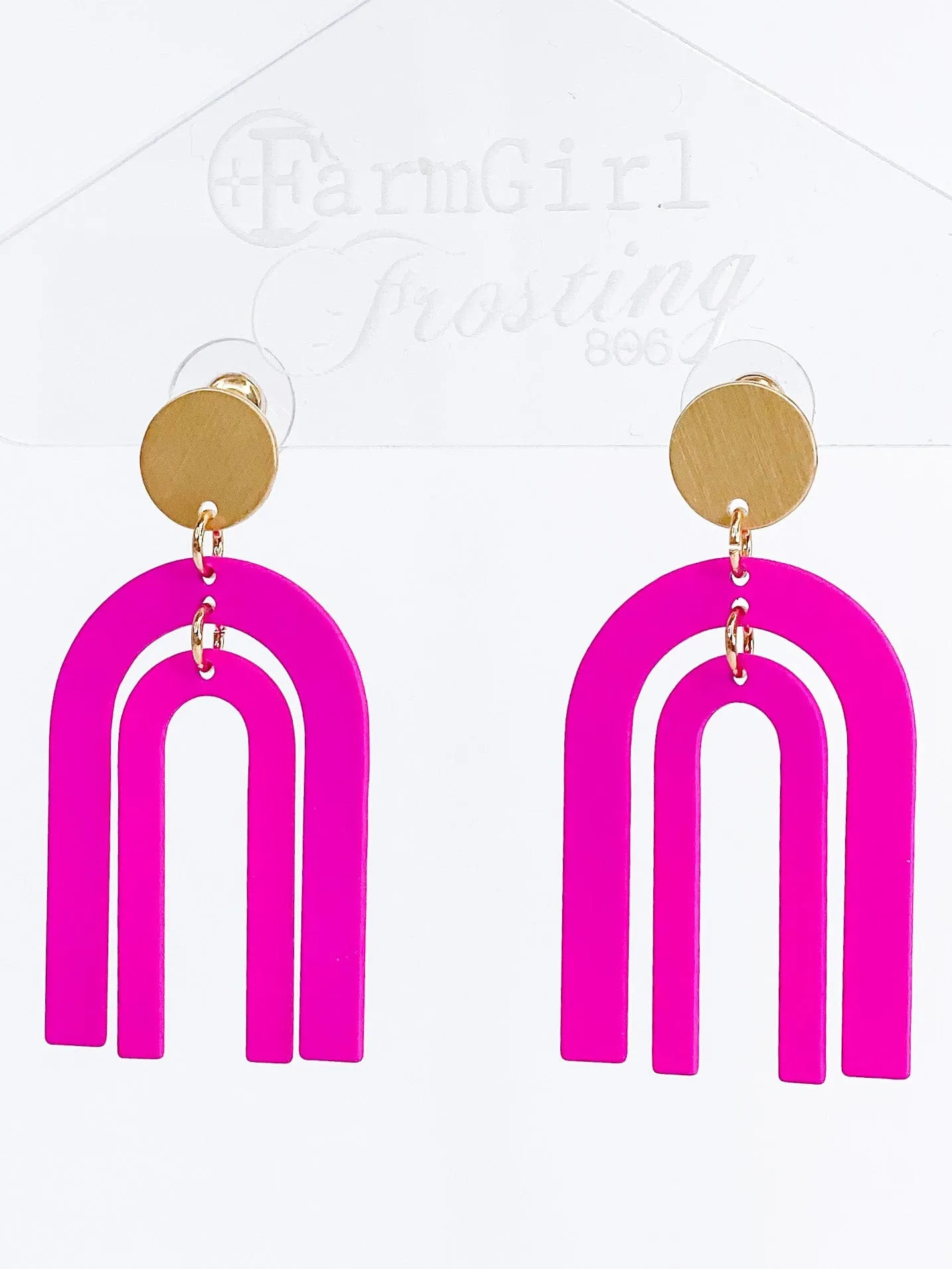 Double U Earring- Fuchsia