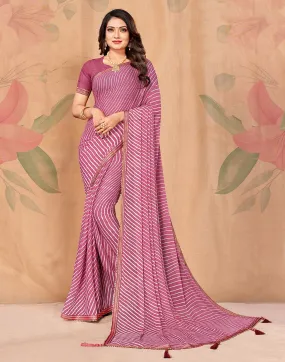 Dusty Pink Printed Saree