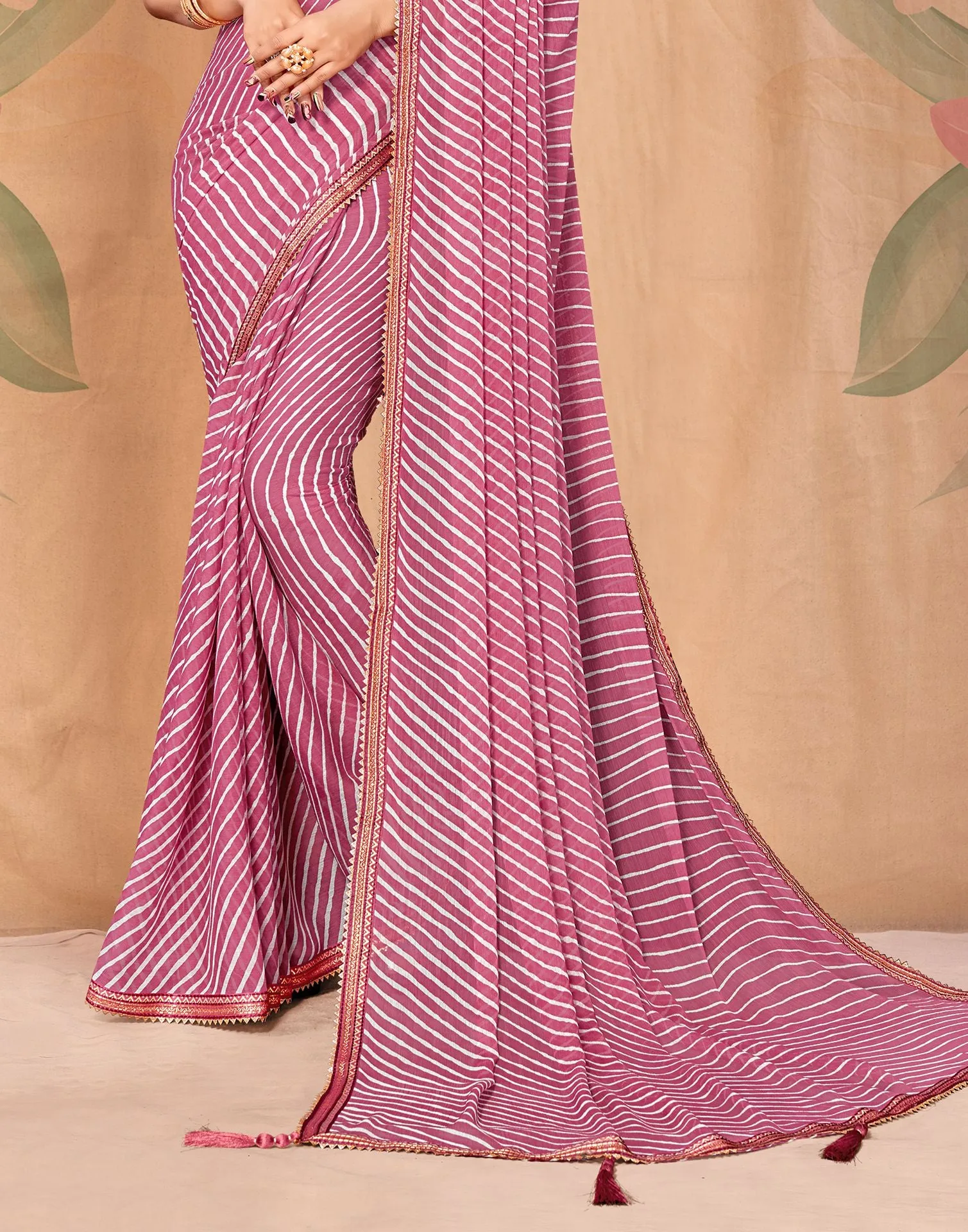 Dusty Pink Printed Saree