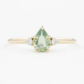 Emilie Ring 0.60ct Light Green Madagascar Sapphire, 14K Yellow Gold (One of a kind)