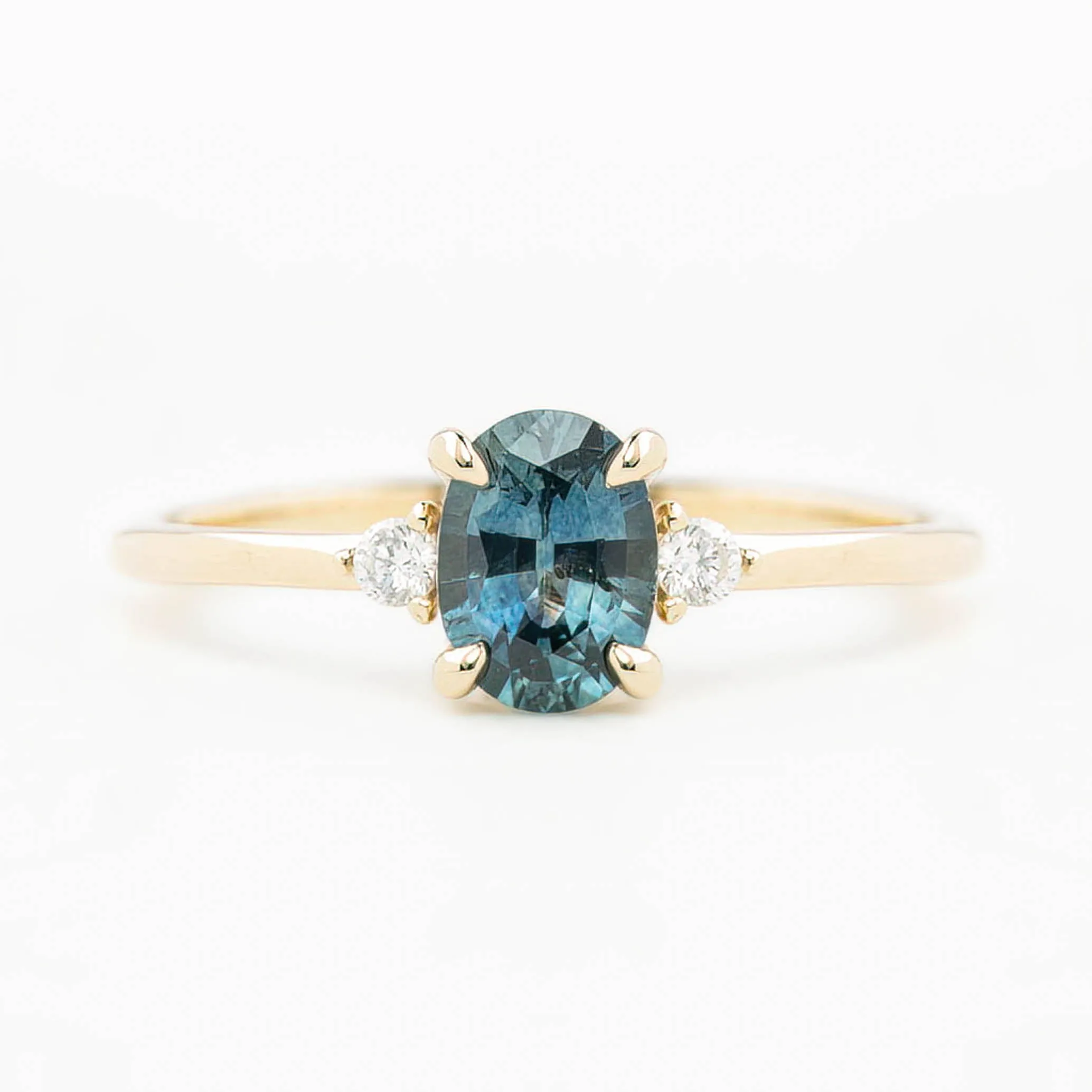 Emilie Ring 0.84ct Blue Green Montana Sapphire, 14K Yellow Gold (One of a kind)