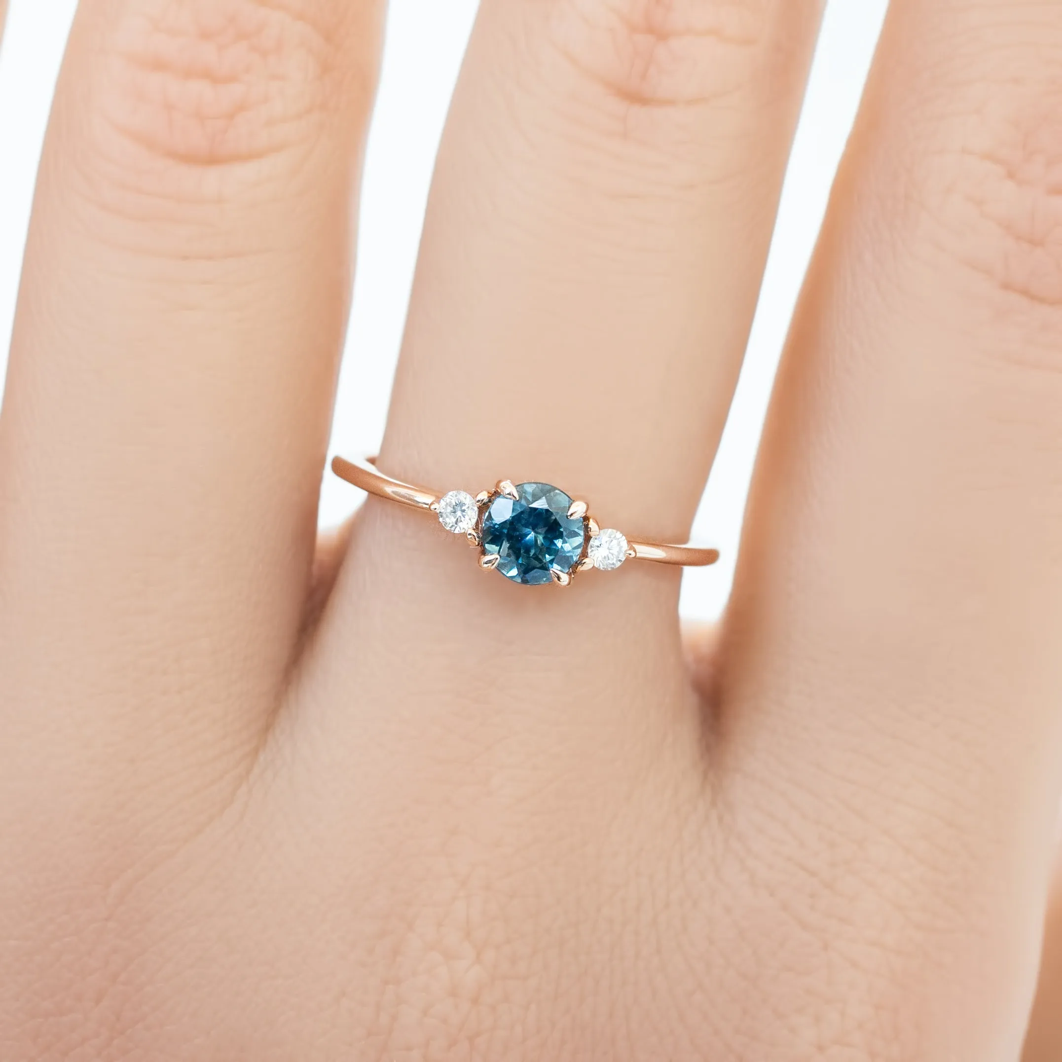 Emilie Ring 5mm 0.60ct Blue Montana Sapphire 14K Rose Gold