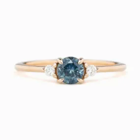 Emilie Ring 5mm 0.60ct Blue Montana Sapphire 14K Rose Gold