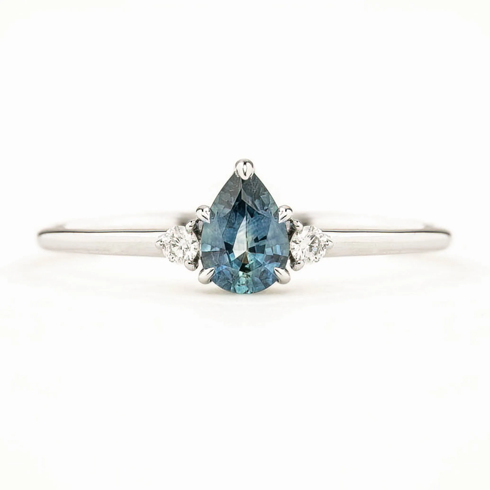 Emilie Ring 6mm Blue Montana Sapphire 14K White Gold