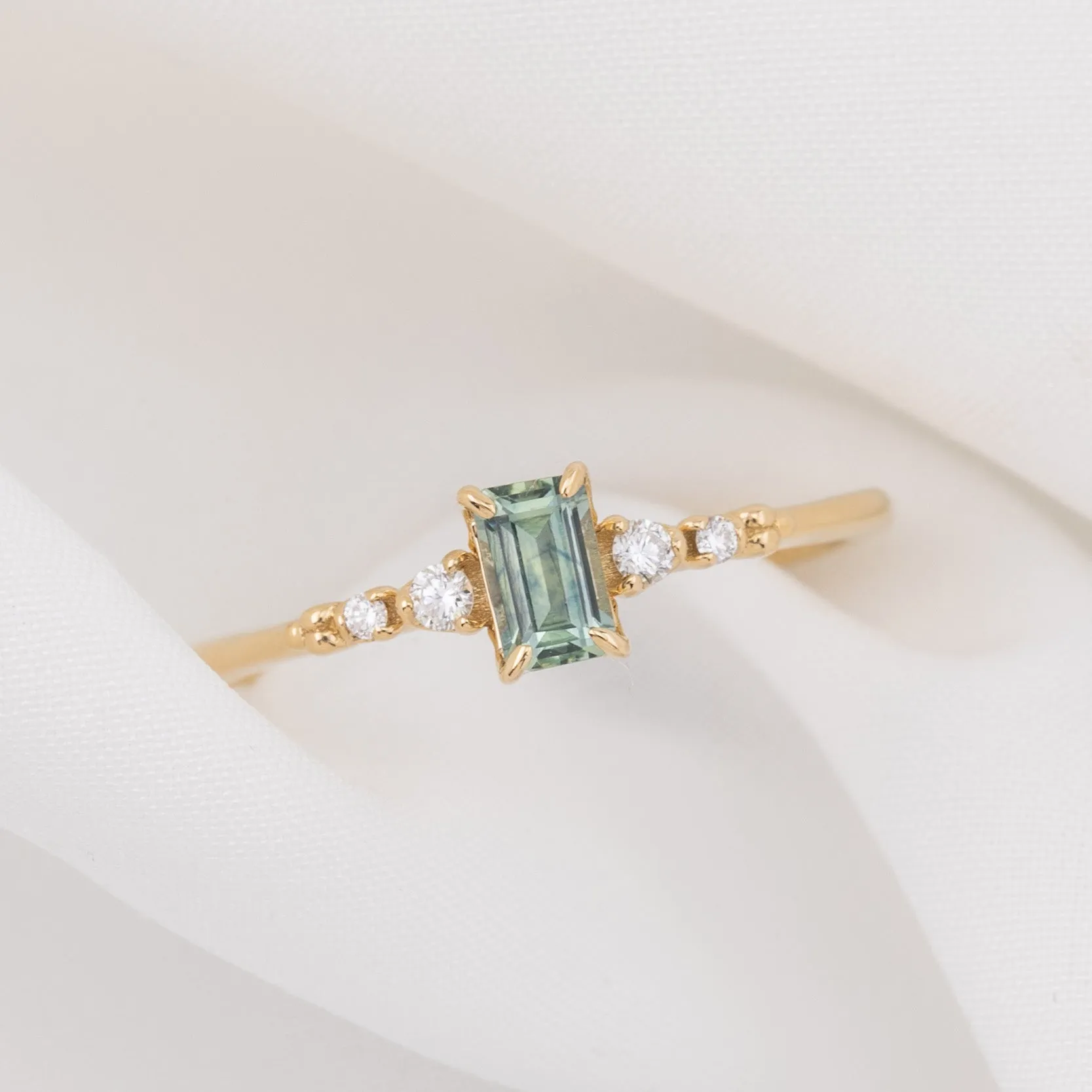 Estel Luxe Ring 0.45ct Blue Green Montana Sapphire, 14k Yellow Gold