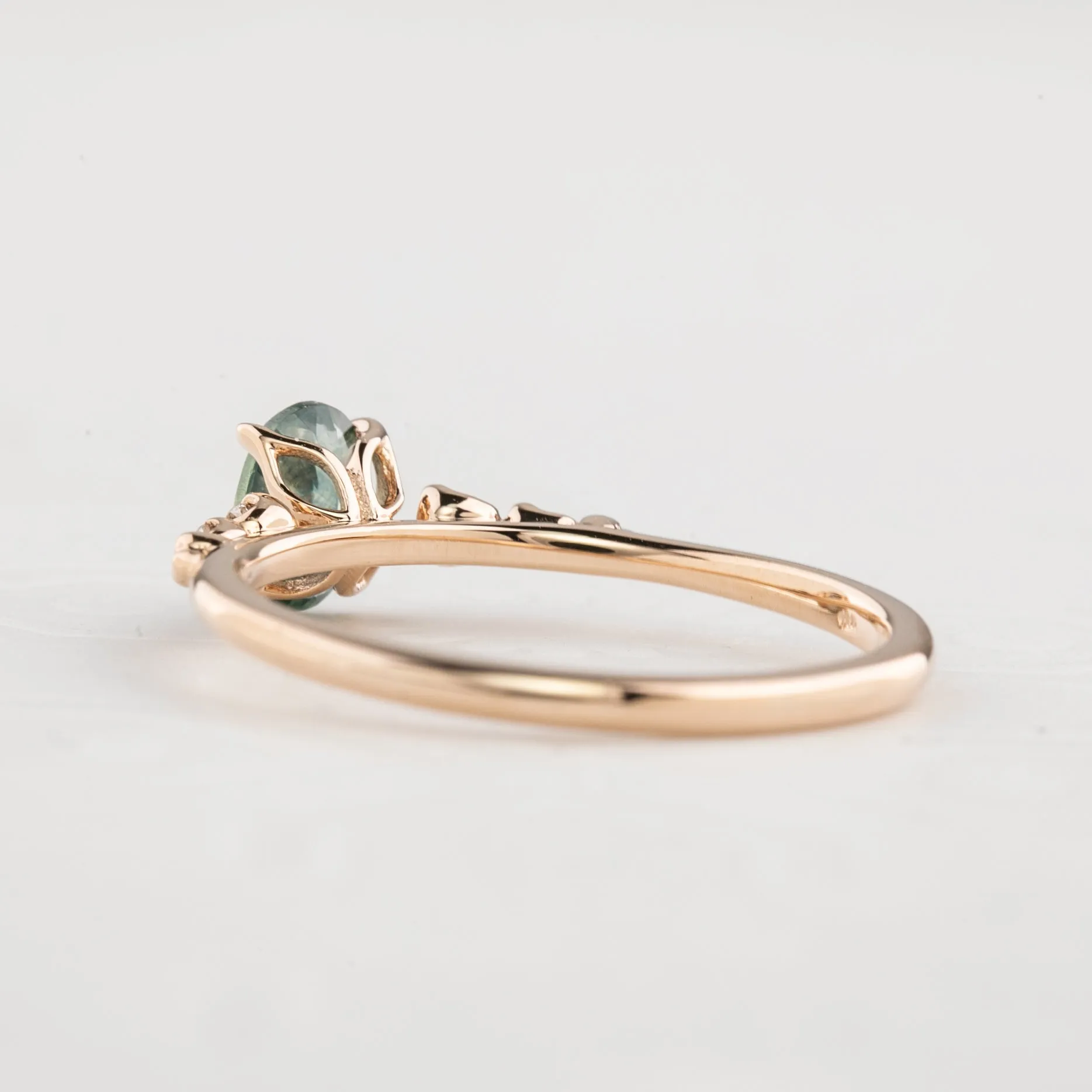 Estel Luxe Ring 0.60ct Blue Green Montana Sapphire, 14k Rose Gold