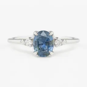 Estel Ring 1.42ct Oval Blue Sapphire, 14K White Gold (One of a kind)