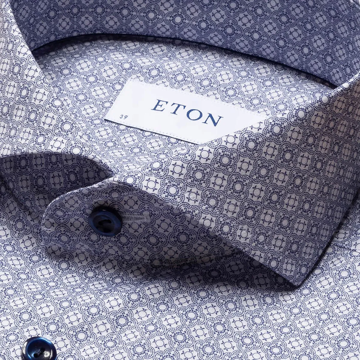 Eton - Slim Fit Medallion Print Shirt in Blue