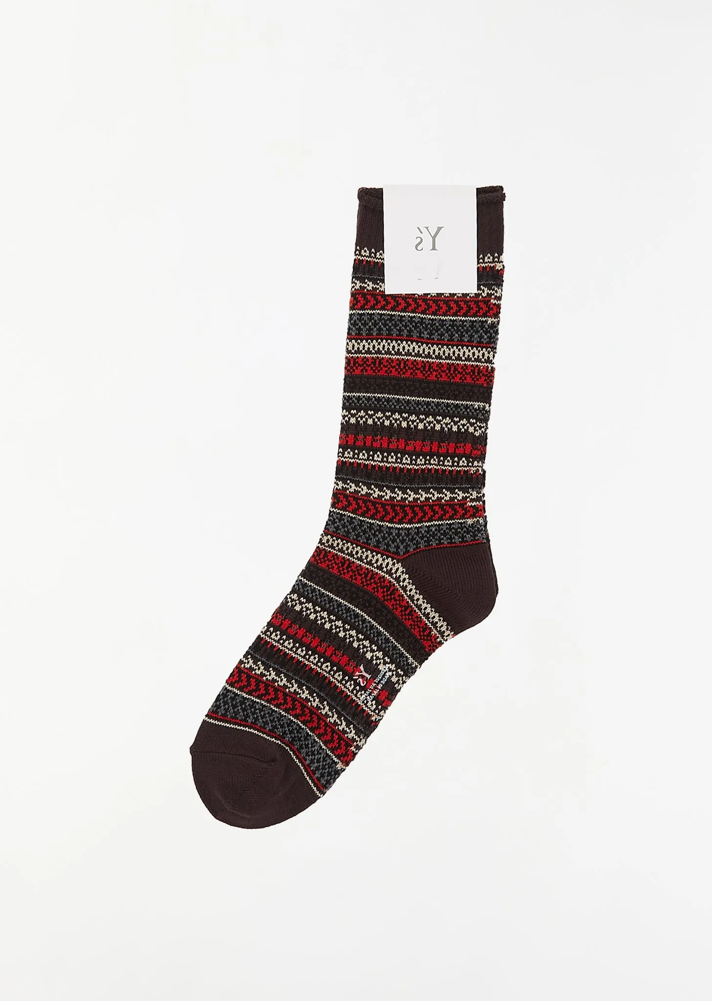 Fair Isle Pattern Socks — Brown