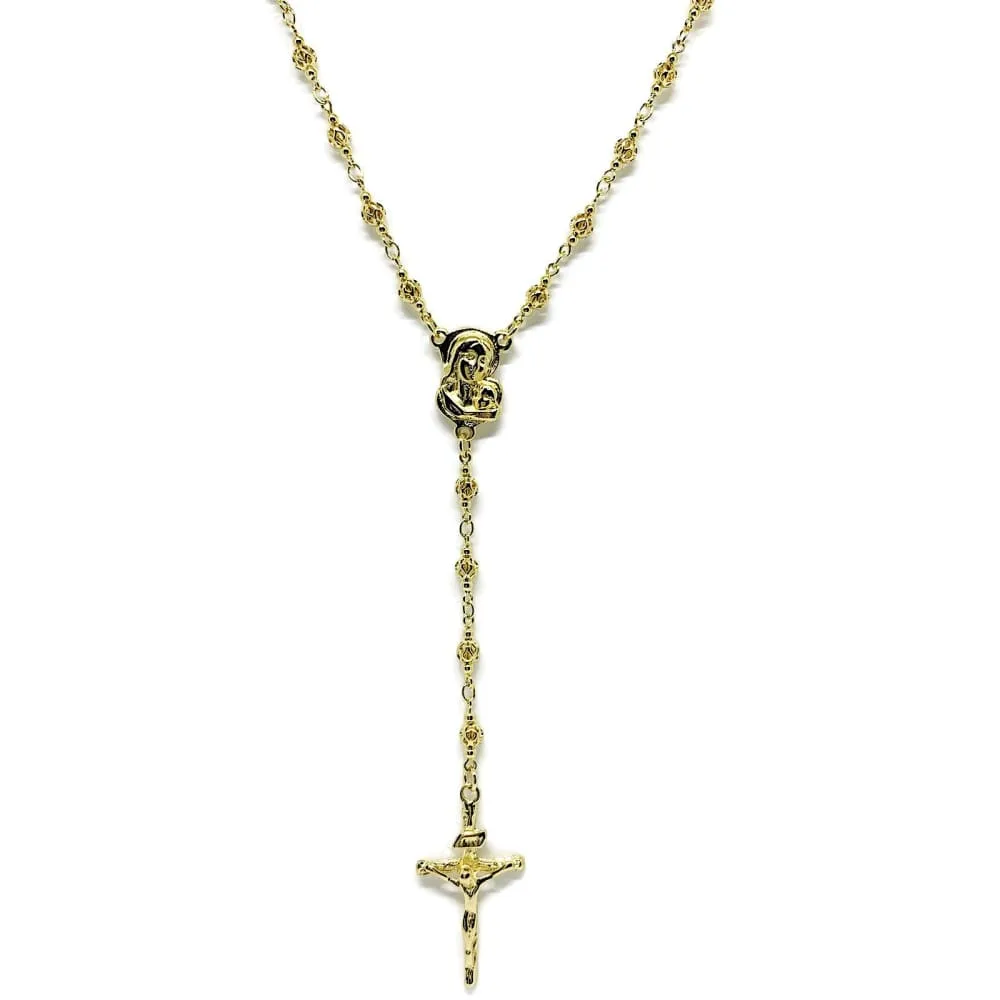 Filigree virgin mary and jesus 18k gold plated rosary