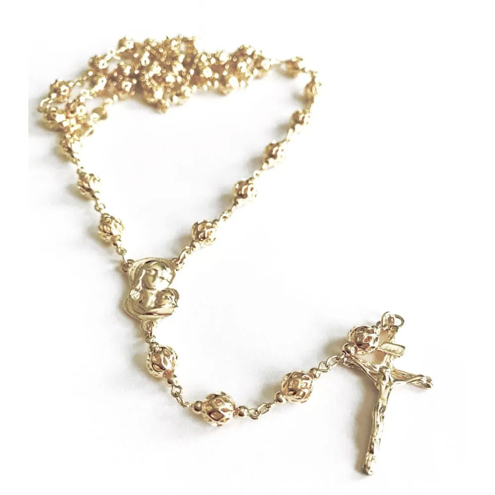 Filigree virgin mary and jesus 18k gold plated rosary