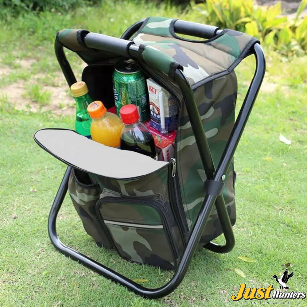 Folding Camping Chair Stool Backpack with Cooler Insulated Picnic Bag Seat Table Bag Outdoor Hunting Fishing Travel Beach BBQ