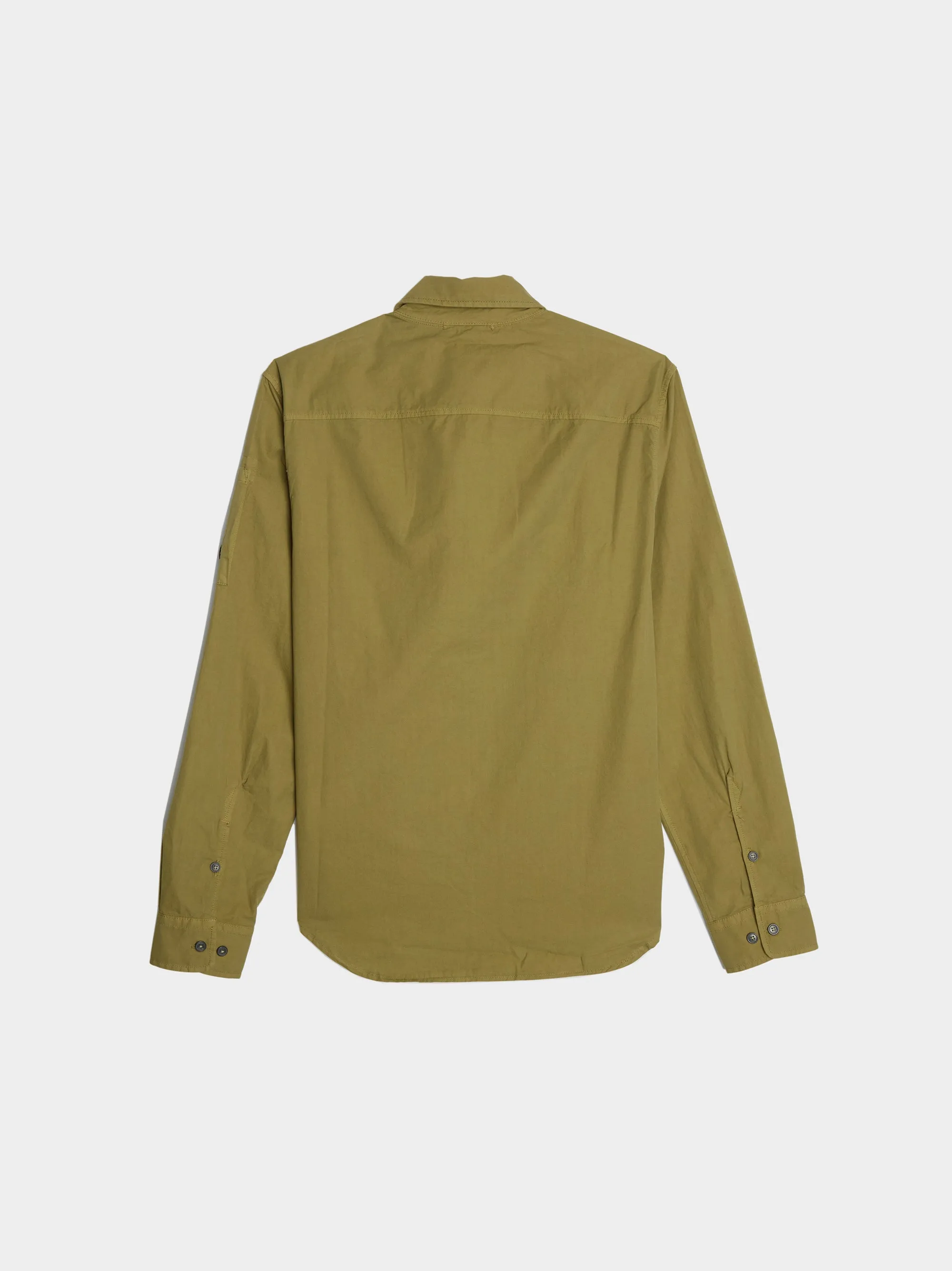 Gabardine Zipped Shirt, Green Olive